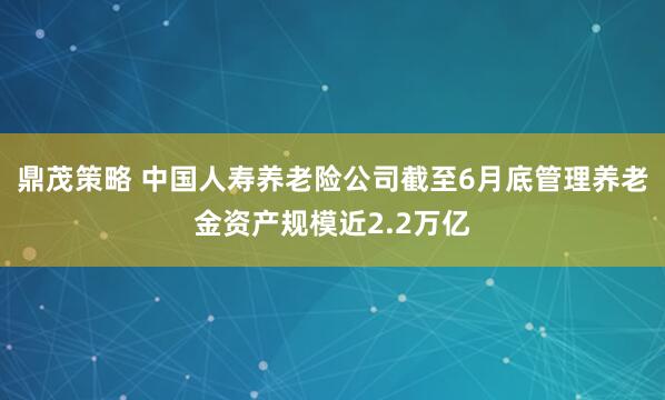 鼎茂策略 中国人寿养老险公司截至6月底管理养老金资产规模近2.2万亿