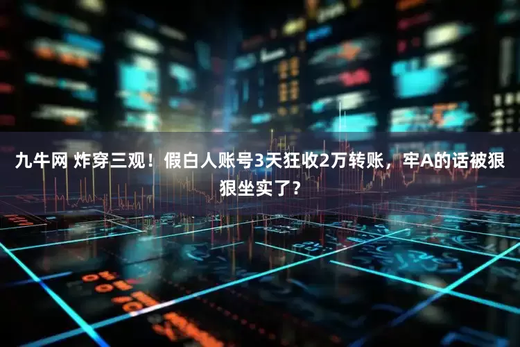 九牛网 炸穿三观！假白人账号3天狂收2万转账，牢A的话被狠狠坐实了？